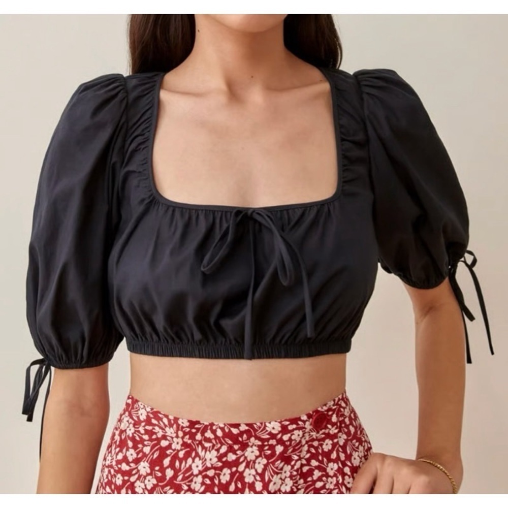REFORMATION Marcella Top in Black